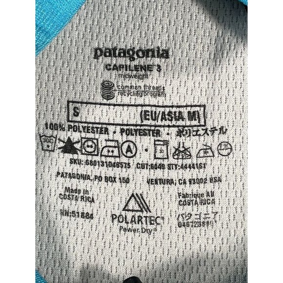 Patagonia Blue & Grey Active Long Sleeve 1/4 Zip Pullover‎ Mens Sz Small - Picture 10 of 10